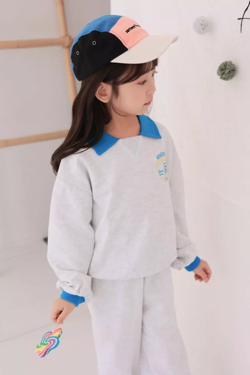 Dalla - Korean Children Fashion - #Kfashion4kids - Collar Color Top Bottom Set - 5