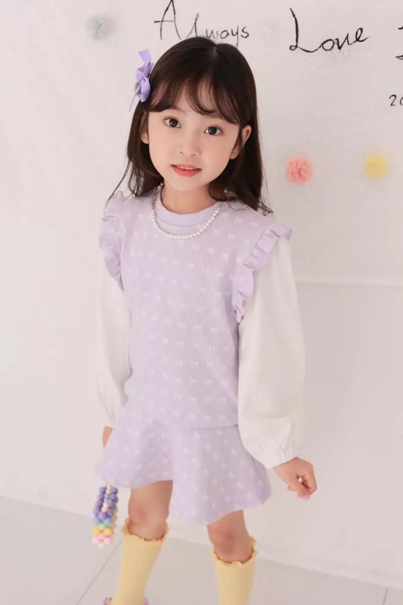 Dalla - Korean Children Fashion - #designkidswear - Ribbon Top Bottom Set