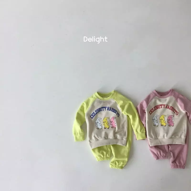 Delight - Korean Children Fashion - #littlefashionista - Celebrity Raglan Top Bottom Set - 3