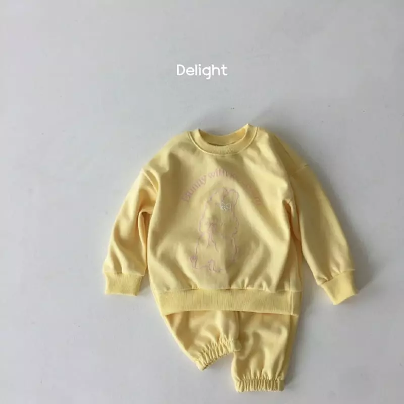 Delight - Korean Children Fashion - #minifashionista - Embo Bunny Top Bottom Set - 6