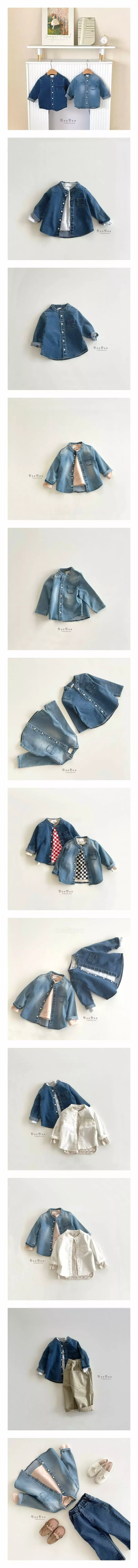 Denden - Korean Children Fashion - #toddlerclothing - Cracker Sand Denim Shirt