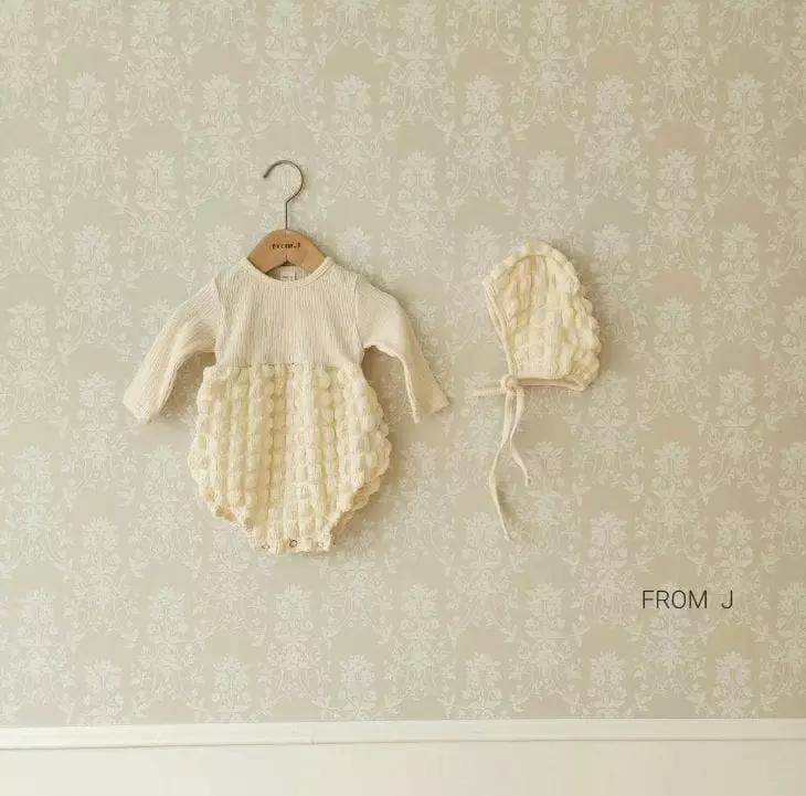 From J - Korean Baby Fashion - #babyboutique - Waffle Bodysuit Bonnet - 9