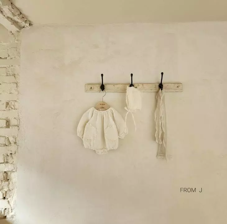 From J - Korean Baby Fashion - #babyclothing - Lace Pocket Bodysuit with Bonnet - 9