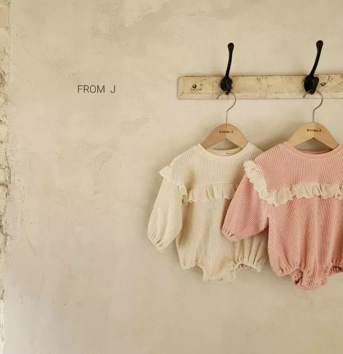 From J - Korean Baby Fashion - #babyfever - Waffle Frill Bodysuit - 10