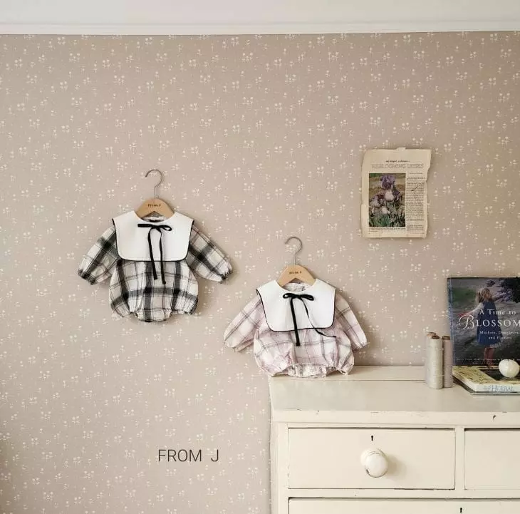From J - Korean Baby Fashion - #babyootd - Check Sailor Bodysuit