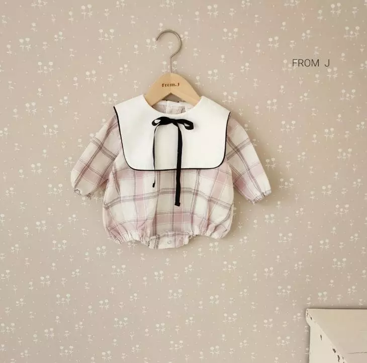 From J - Korean Baby Fashion - #babyoutfit - Check Sailor Bodysuit - 3