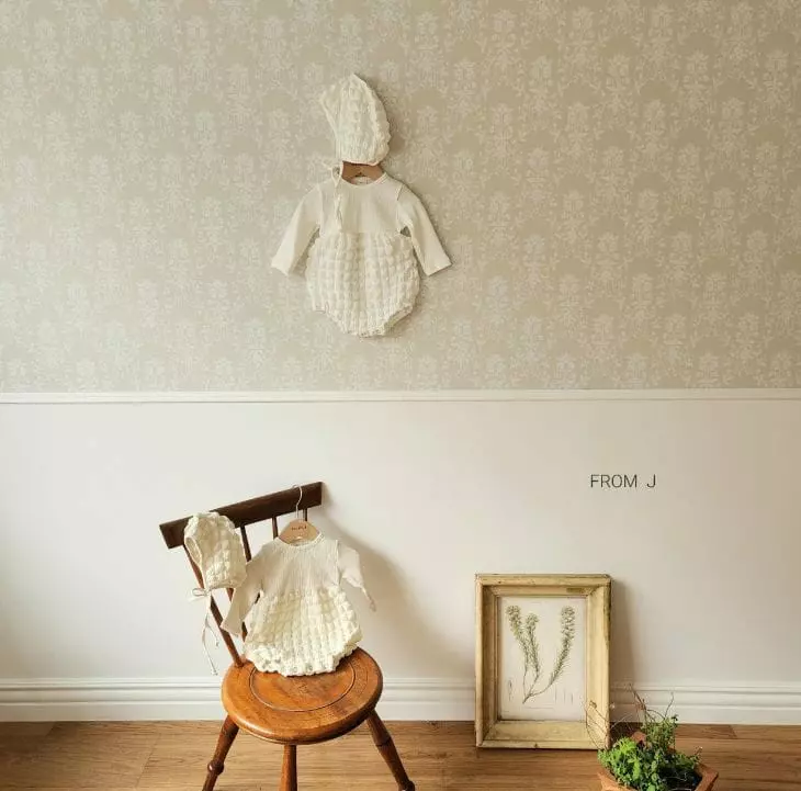 From J - Korean Baby Fashion - #babywear - Waffle Bodysuit Bonnet - 5