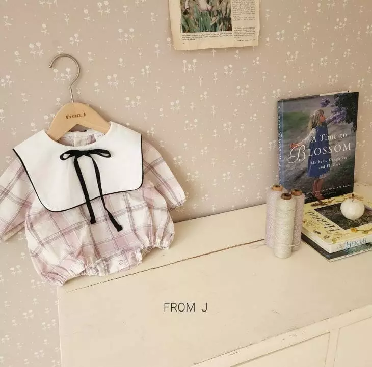 From J - Korean Baby Fashion - #babyoutfit - Check Sailor Bodysuit - 4