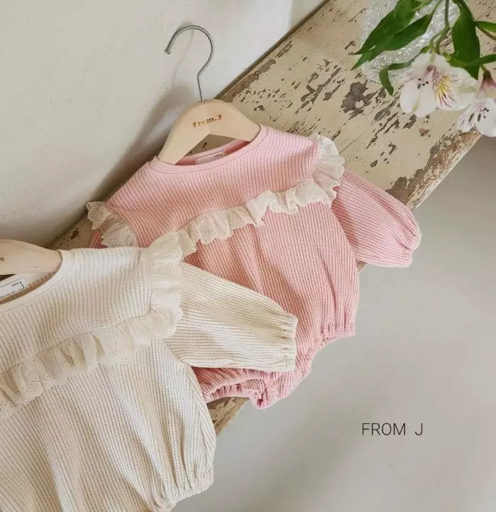 From J - Korean Baby Fashion - #babywear - Waffle Frill Bodysuit - 2