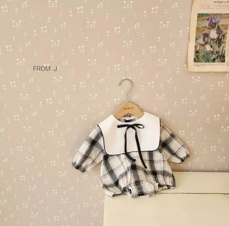 From J - Korean Baby Fashion - #onlinebabyboutique - Check Sailor Bodysuit - 5