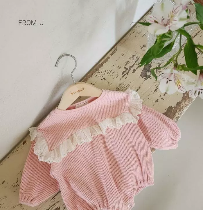 From J - Korean Baby Fashion - #onlinebabyboutique - Waffle Frill Bodysuit - 3