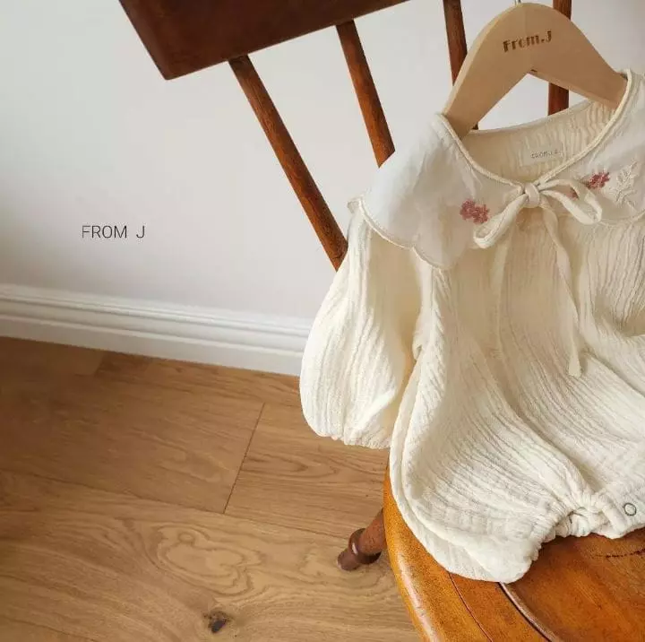 From J - Korean Baby Fashion - #onlinebabyshop - Embrodiery Collar Bodysuit