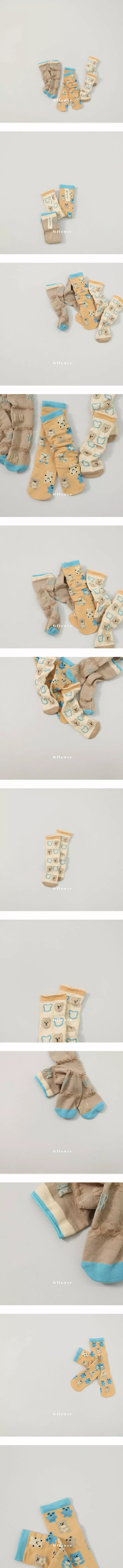 G Flower - Korean Children Fashion - #childofig - Bear Combo Knee Socks