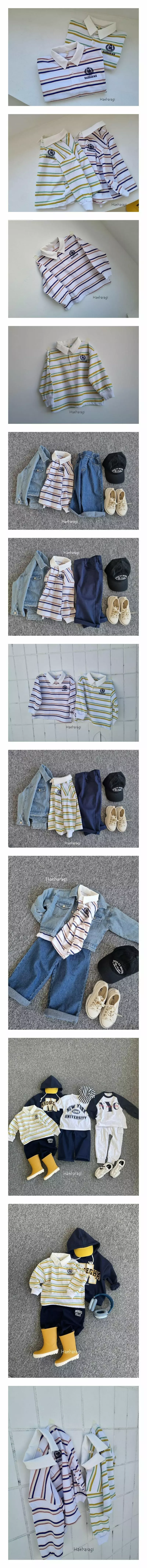 Haebaragi - Korean Children Fashion - #childofig - Stripes Collar Tee