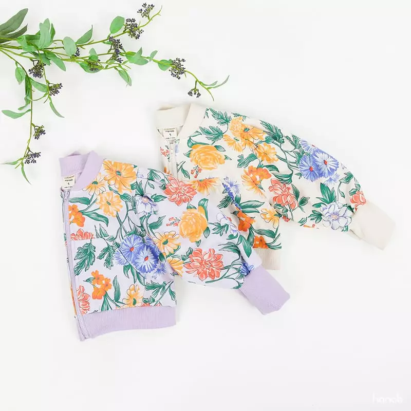 Hanab - Korean Children Fashion - #Kfashion4kids - Floral Zip-up Top Bottom Set - 9