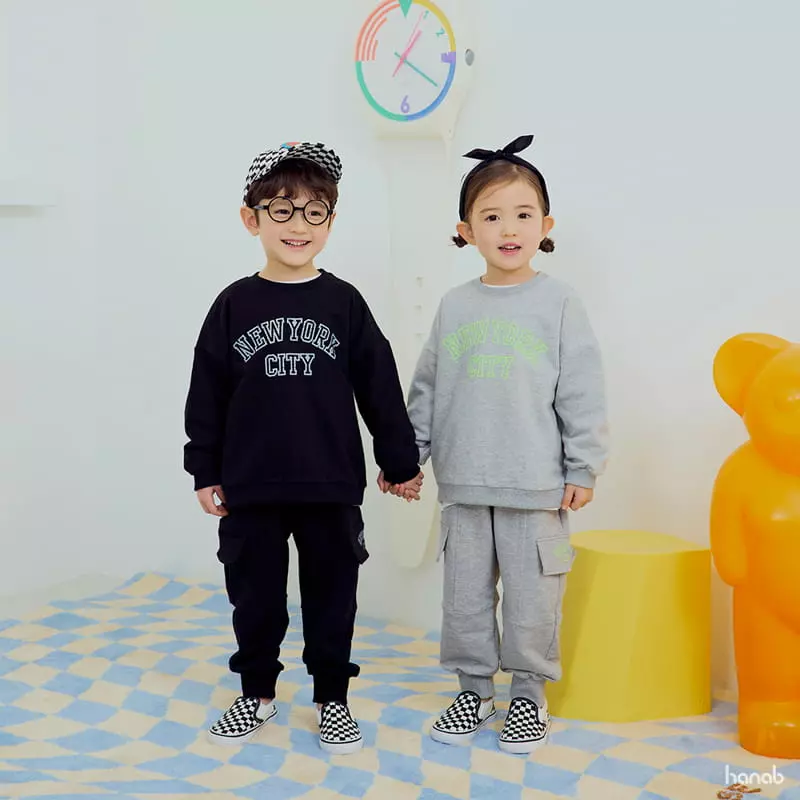Hanab - Korean Children Fashion - #Kfashion4kids - Newyork Cargo Top Bottom Set - 6