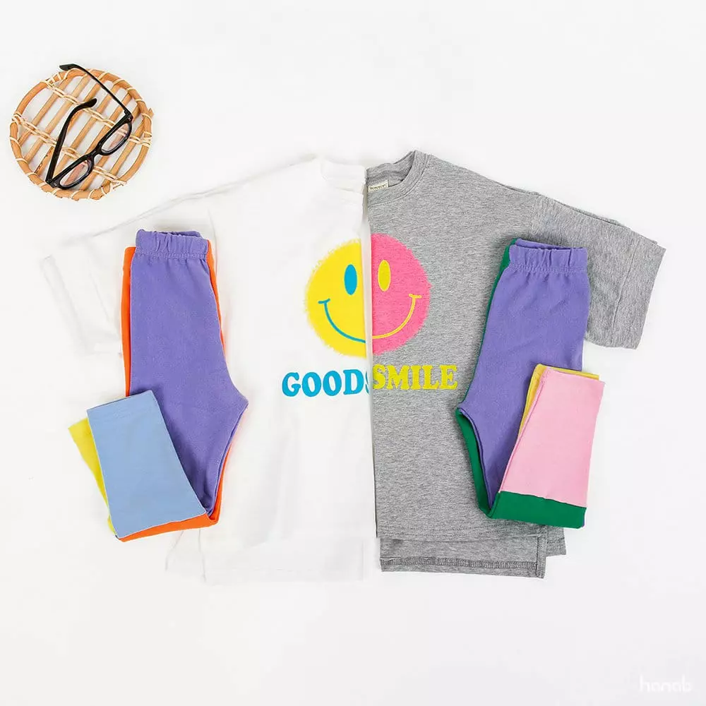 Hanab - Korean Children Fashion - #designkidswear - Color Smile Tee Set - 12