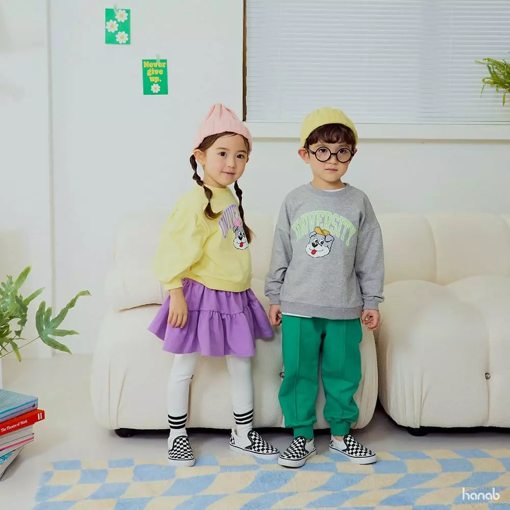 Hanab - Korean Children Fashion - #discoveringself - University Top Bottom Set - 10