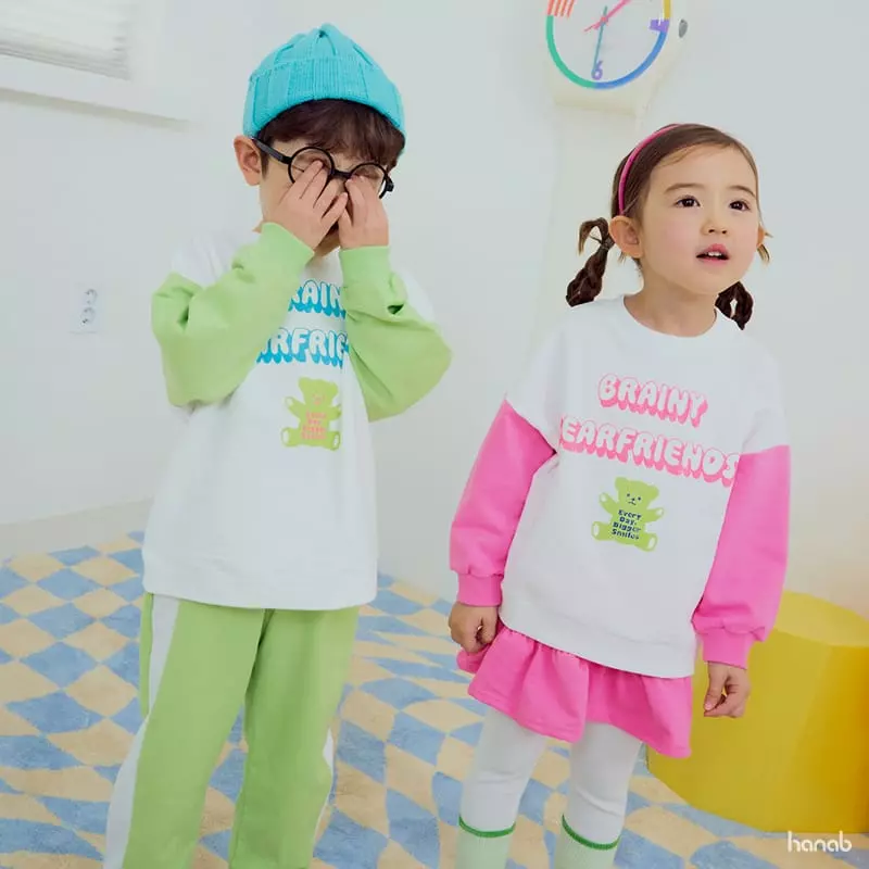 Hanab - Korean Children Fashion - #discoveringself - Bear Friends Top Bottom Set - 4