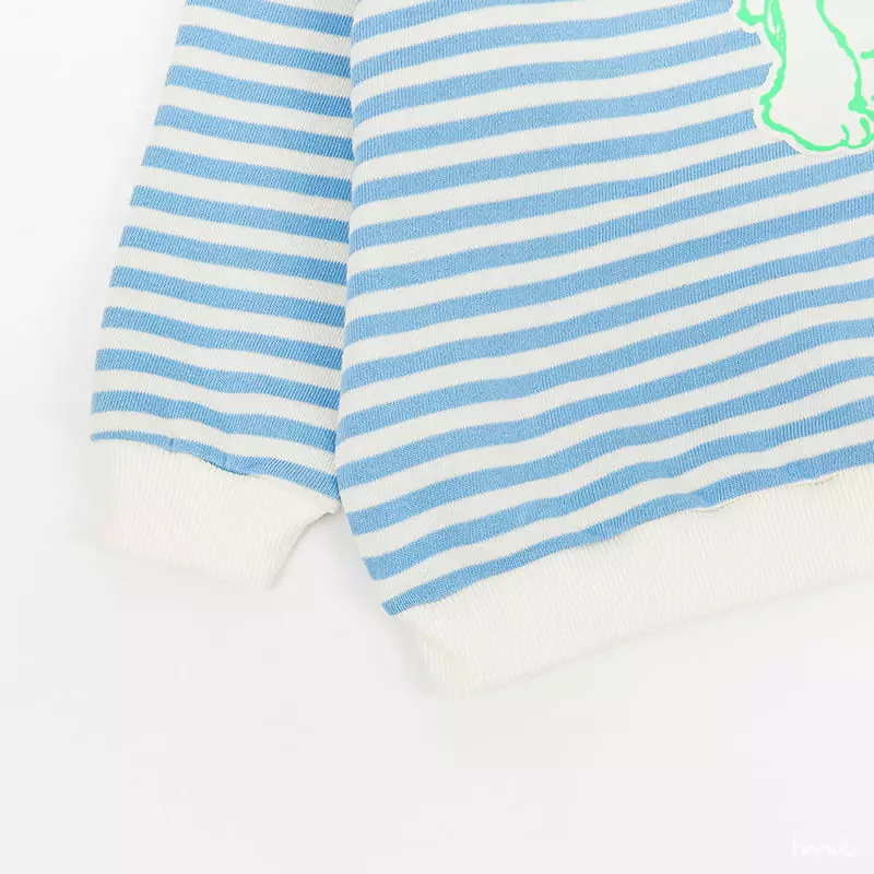 Hanab - Korean Children Fashion - #kidsstore - Bear Stripes Top Bottom Set - 5