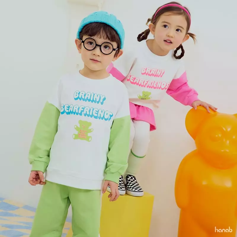 Hanab - Korean Children Fashion - #littlefashionista - Bear Friends Top Bottom Set - 9
