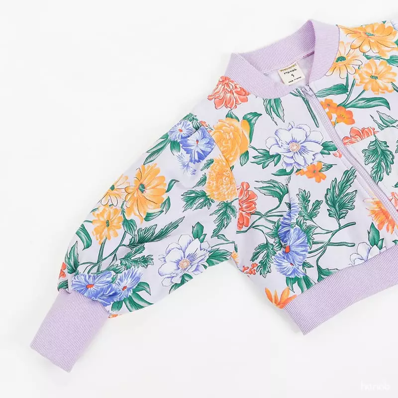 Hanab - Korean Children Fashion - #magicofchildhood - Floral Zip-up Top Bottom Set - 11