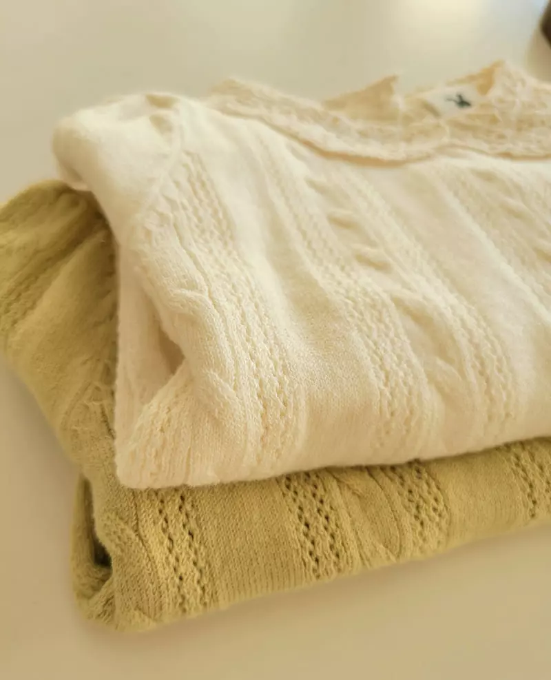 Hanacoco - Korean Children Fashion - #kidsstore - Lace Collar Knit Tee - 3