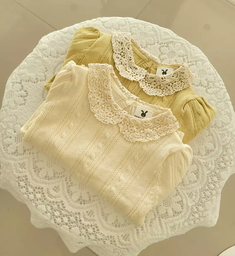 Hanacoco - Korean Children Fashion - #kidsstore - Lace Collar Knit Tee - 4