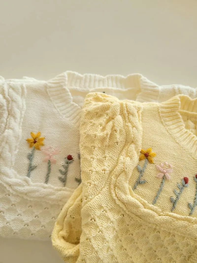 Hanacoco - Korean Children Fashion - #littlefashionista - Flower Embrodiery Cardigan - 5
