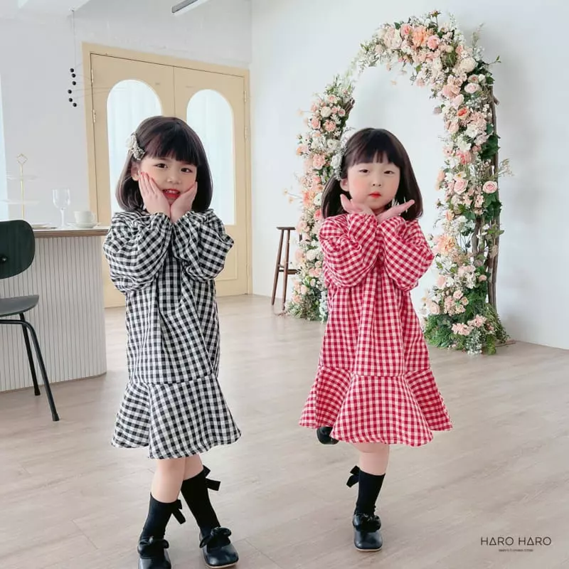 Haro Haro - Korean Children Fashion - #prettylittlegirls - Check Collar One-piece