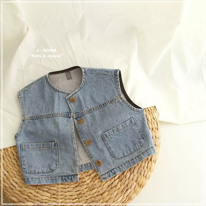 J-Room - Korean Children Fashion - #fashionkids - Drop Denim Vest - 8