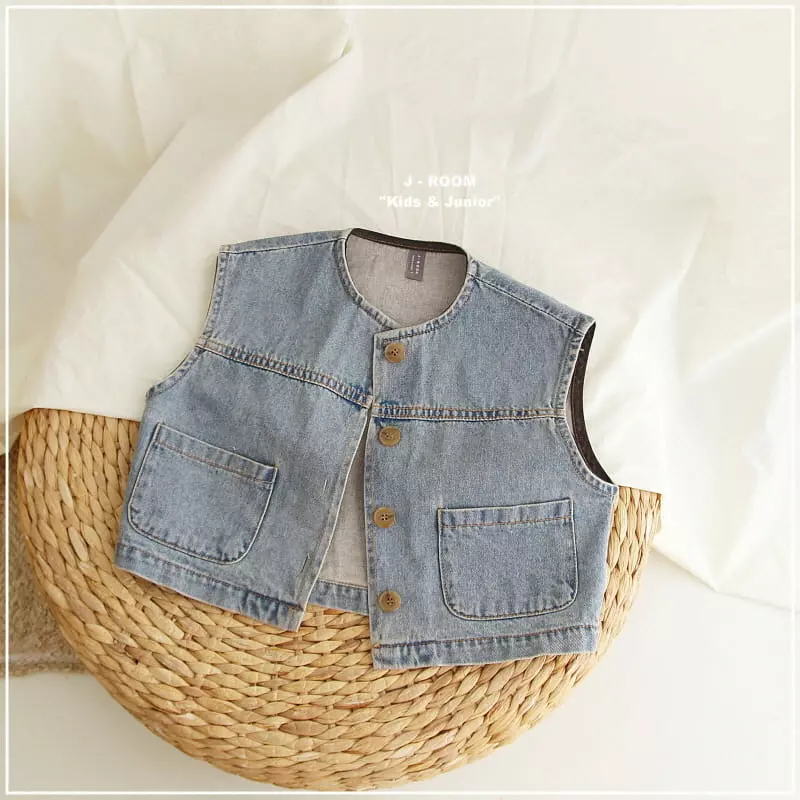 J-Room - Korean Children Fashion - #minifashionista - Drop Denim Vest