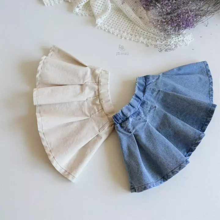 JM Snail - Korean Children Fashion - #Kfashion4kids - Plare Wrinkle Skirt Denim