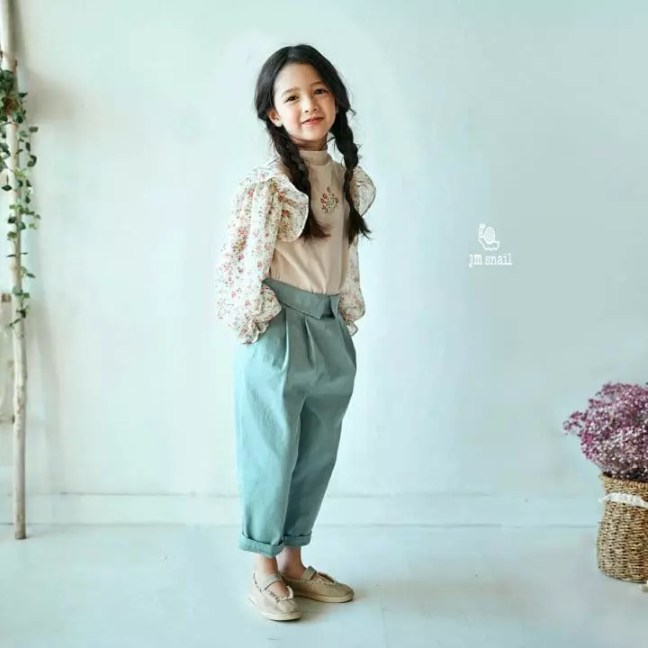 JM Snail - Korean Children Fashion - #Kfashion4kids - Shiffon Flower Color Embroidery Tee - 7
