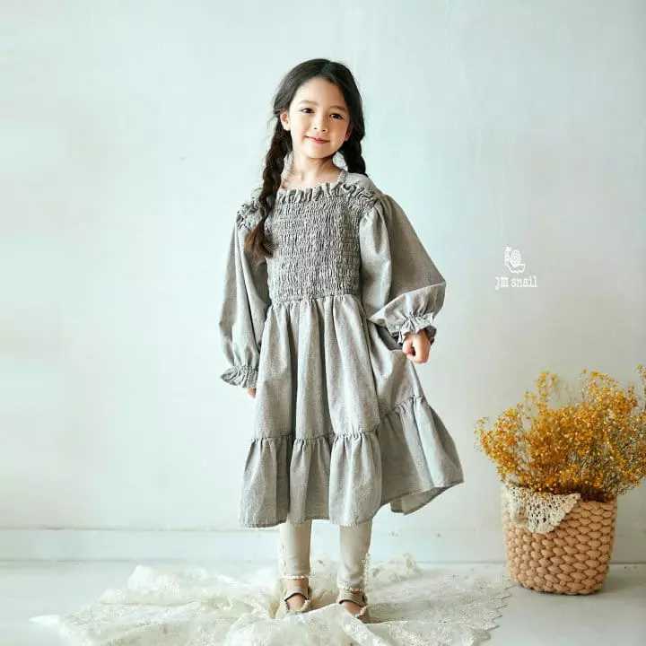 JM Snail - Korean Children Fashion - #fashionkids - Smog Shirring One-piece - 6