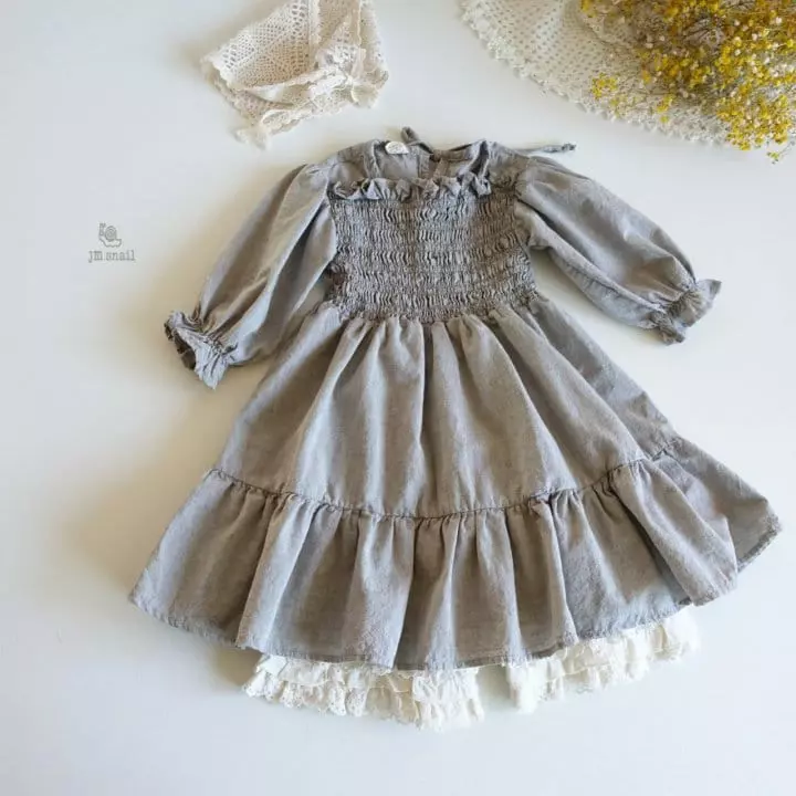 JM Snail - Korean Children Fashion - #littlefashionista - Smog Shirring One-piece - 11