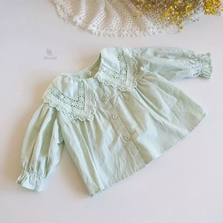 JM Snail - Korean Children Fashion - #magicofchildhood - Lace Collar Blouse - 2