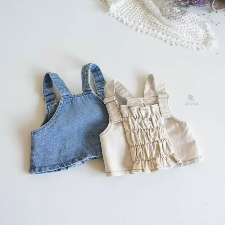 JM Snail - Korean Children Fashion - #minifashionista - Smog Denim Vest White - 11