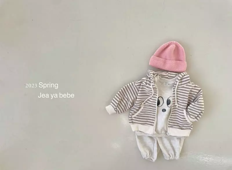 Jeaya & Mymi - Korean Baby Fashion - #babyoutfit - Bebe Stripes Hoody Zip-up - 2