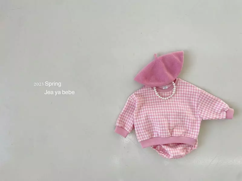 Jeaya & Mymi - Korean Baby Fashion - #onlinebabyboutique - Bebe Check Jacquard Top Bottom Set - 3