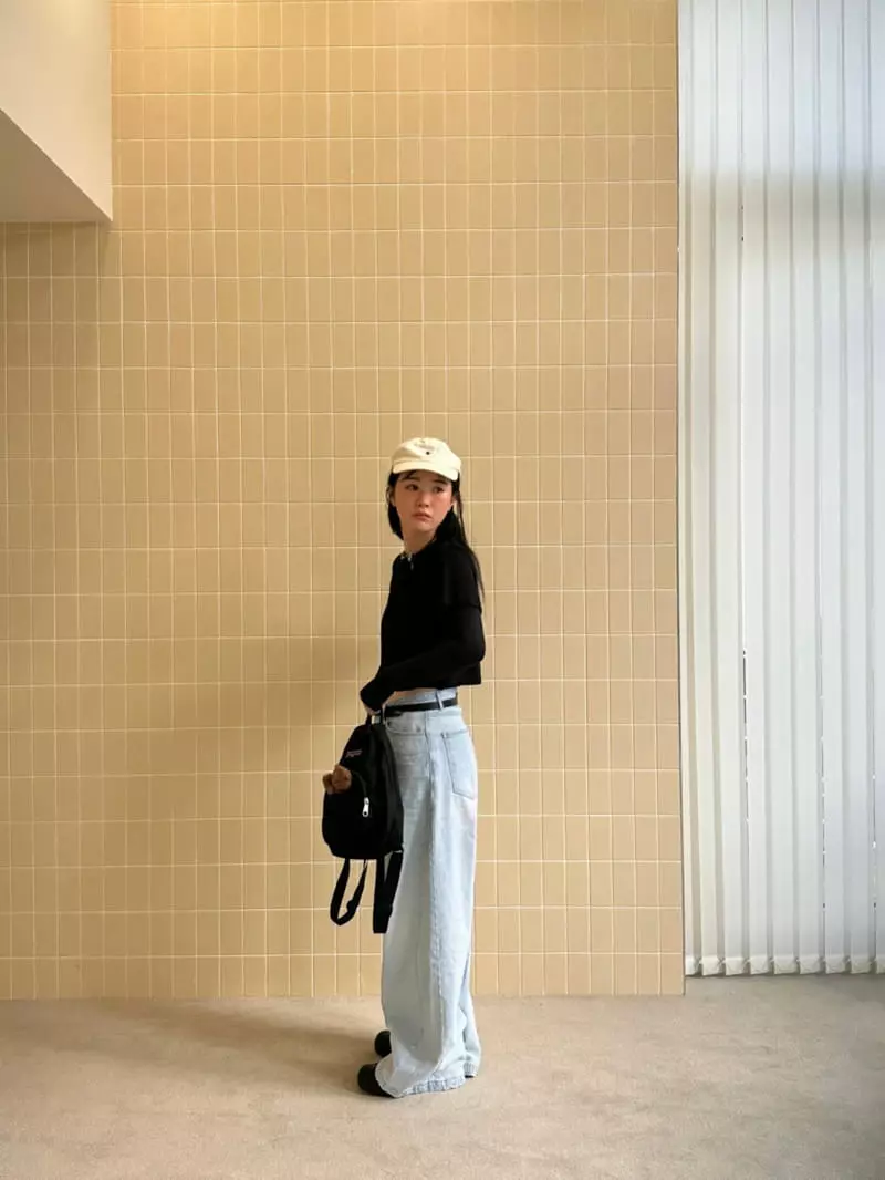 Jejeunosity - Korean Women Fashion - #momslook - Mom Wide Jeans - 9