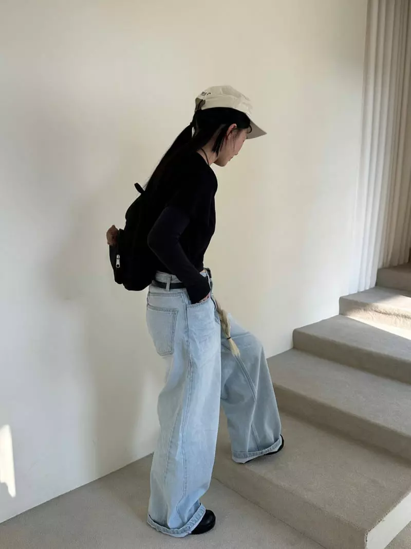 Jejeunosity - Korean Women Fashion - #womensfashion - Mom Wide Jeans - 6