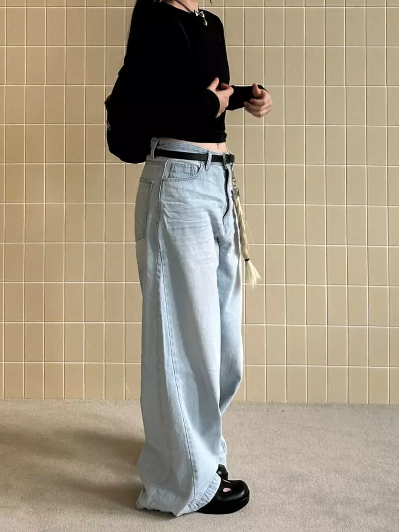 Jejeunosity - Korean Women Fashion - #womensfashion - Mom Wide Jeans - 8