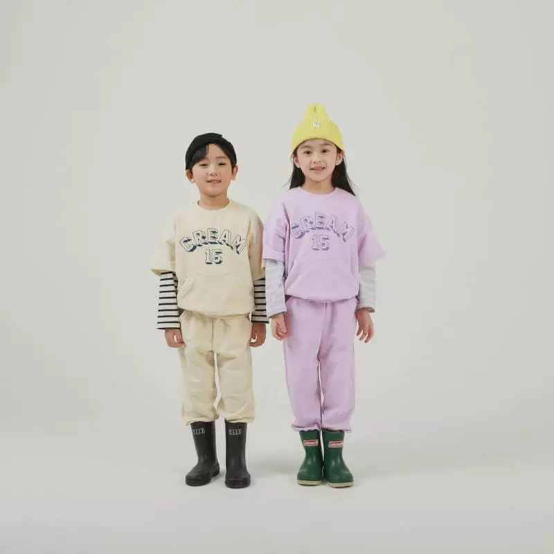 Jermaine - Korean Children Fashion - #kidsshorts - Crema Top Bottom Set - 2