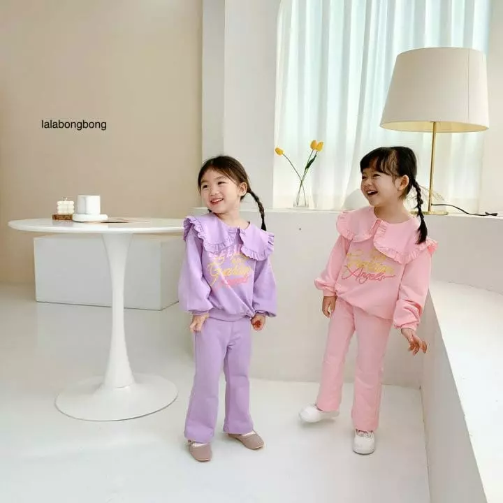 Lalabongbong - Korean Children Fashion - #designkidswear - Collar Angel Top Bottom Set - 2