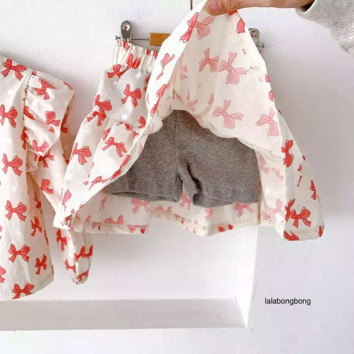 Lalabongbong - Korean Children Fashion - #discoveringself - Ribbon Top Bottom Set