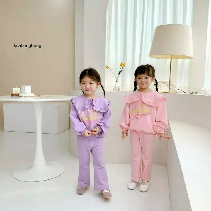 Lalabongbong - Korean Children Fashion - #kidsshorts - Collar Angel Top Bottom Set - 5
