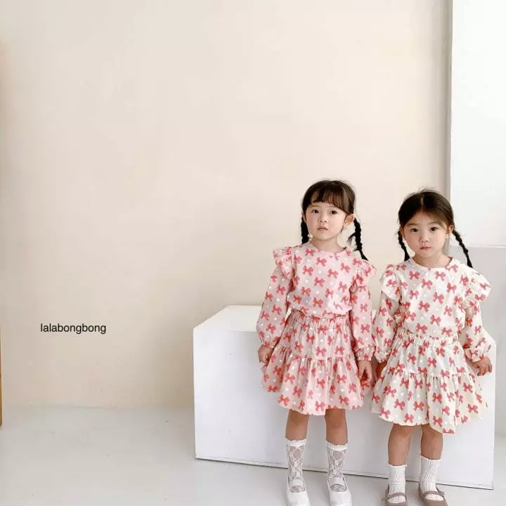 Lalabongbong - Korean Children Fashion - #kidzfashiontrend - Ribbon Top Bottom Set - 5