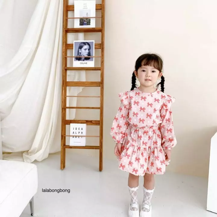 Lalabongbong - Korean Children Fashion - #prettylittlegirls - Ribbon Top Bottom Set - 10