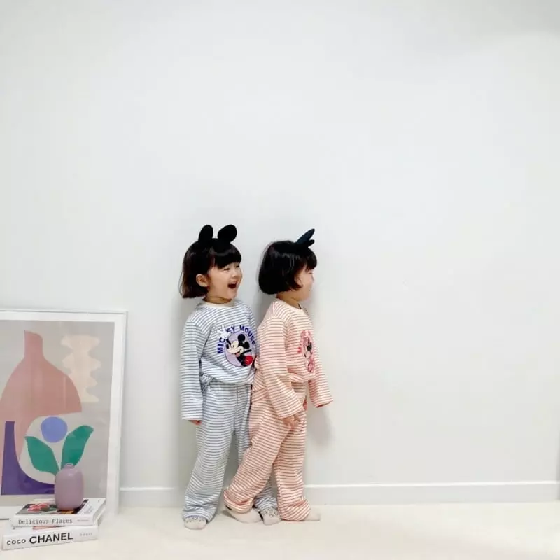 Little Rabbit - Korean Children Fashion - #Kfashion4kids - Couple Stripes Top Bottom Set - 6